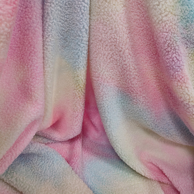 Tie Dye Sherpa Fleece Fabric 280 Gsm 100% poliester kolorowy na bluzę z kapturem