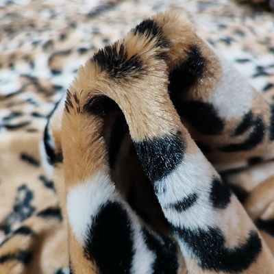 PV Fleece Faux Fur Pluszowa tkanina na buty Odzież Tapicerka Leopard Printed