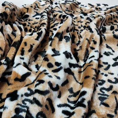 PV Fleece Faux Fur Pluszowa tkanina na buty Odzież Tapicerka Leopard Printed