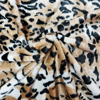 PV Fleece Faux Fur Pluszowa tkanina na buty Odzież Tapicerka Leopard Printed