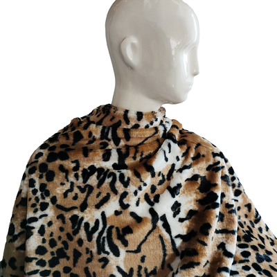 PV Fleece Faux Fur Pluszowa tkanina na buty Odzież Tapicerka Leopard Printed