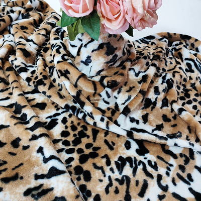 PV Fleece Faux Fur Pluszowa tkanina na buty Odzież Tapicerka Leopard Printed