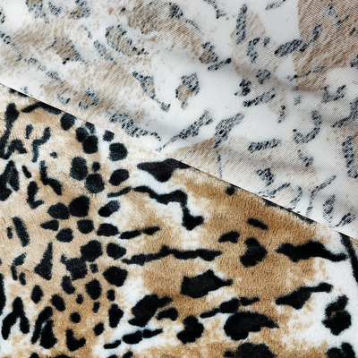 PV Fleece Faux Fur Pluszowa tkanina na buty Odzież Tapicerka Leopard Printed