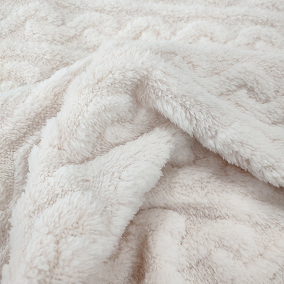 Biały koc pluszowy Shu Velveteen Fabric 270 GSM Soft Sherpa na zimową piżamę