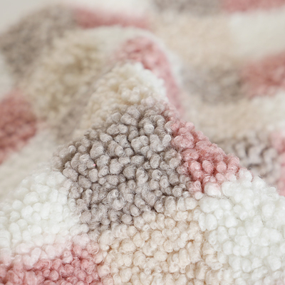 Tkanina polarowa Sherpa z nadrukiem w kratę 300gsm do torebki tapicerskiej Hometextile